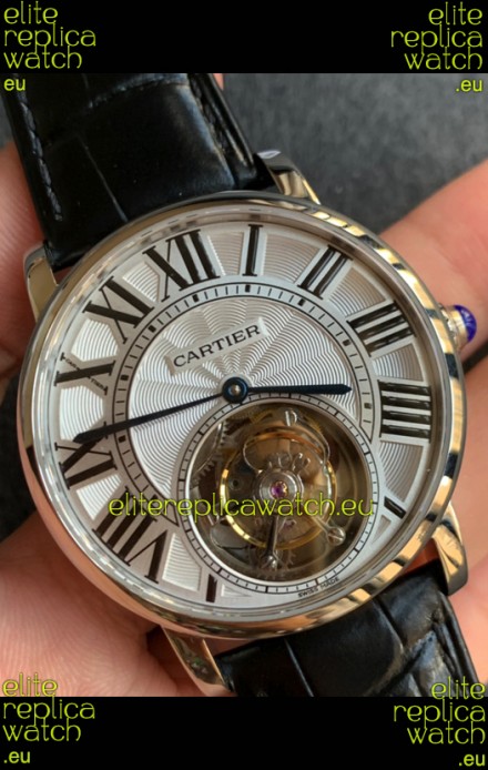 Rotonde De Cartier Flying Tourbillon Swiss Replica Watch in Rose Gold Super Clone Watch
