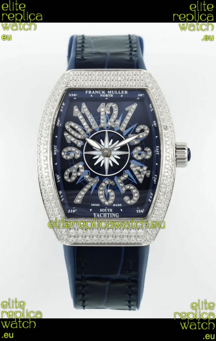Franck Muller Vanguard V32 Blue Dial - Diamonds Casing Swiss Replica Watch
