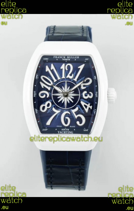 Franck Muller Vanguard Yachting V32 Ceramic Casing Blue Dial/Strap Swiss Replica Watch 