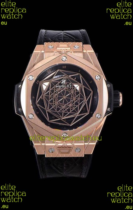 Hublot Big Bang One Click Sang Bleu 1:1 Mirror Replica in Rose Gold Casing 45MM - Black Dial