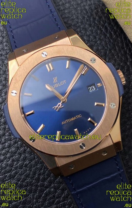 Hublot Classic Fusion 1:1 Mirror Replica Swiss Watch in 904L Steel Casing Blue Dial 42MM
