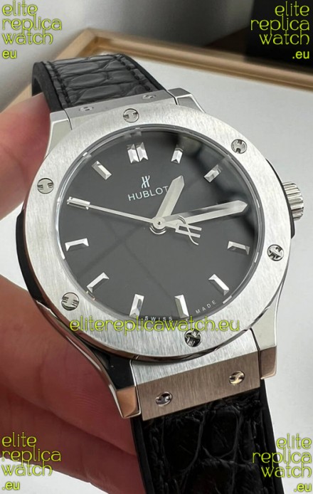 Hublot Classic Fusion Stainless Steel 33MM Black Dial Swiss Quartz Movement Watch 1:1 Mirror Quality