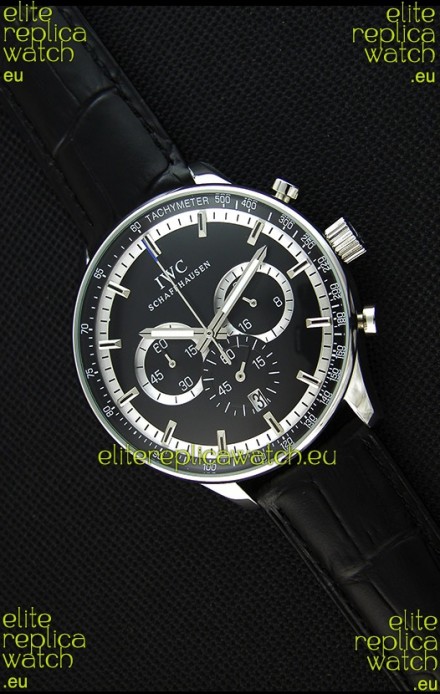 IWC Schaffhausen Japanese Replica Watch Quartz Movement in Black Dial 
