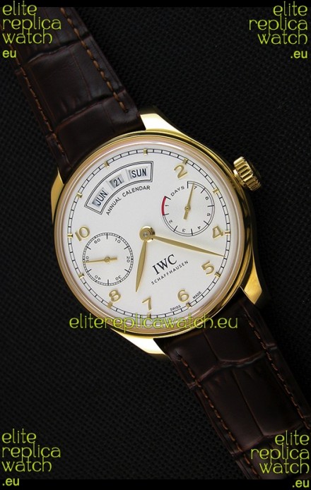 IWC Portugieser Annual Calender White Dial Yellow Gold IW503502 1:1 Mirror Replica 