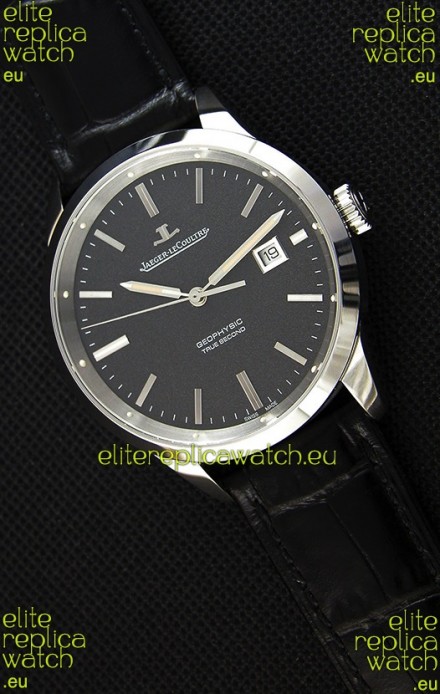 Jaeger LeCoultre Geophysic True Second Steel Case Watch Black Dial 