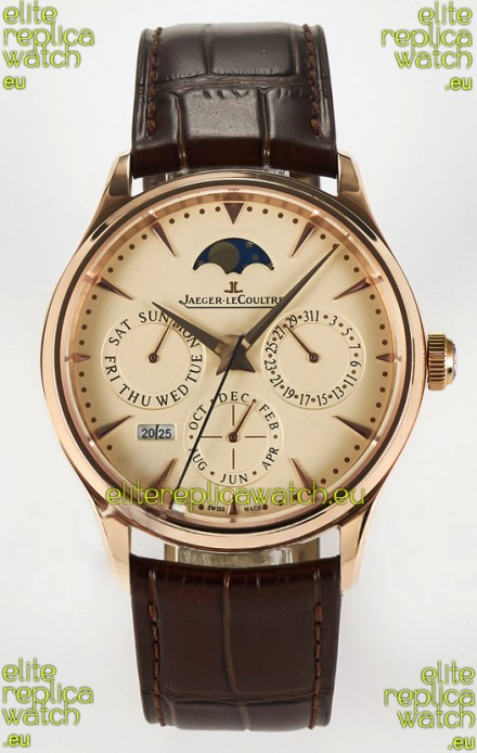 Jaeger LeCoultre Super Clone Master Ultra-Thin Perpetual Calendar Cream Dial Watch