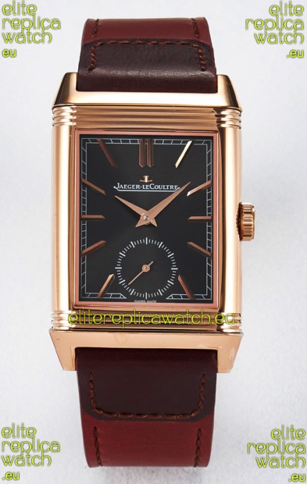 Jaeger-LeCoultre Reverso Super Clone DuoFace Green/White Rose Gold Replica Watch 