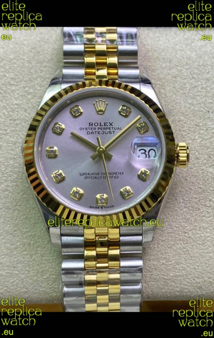 Rolex Datejust 31MM ETA-2671 Movement Swiss Replica in 904L Steel in Silver Dial Yellow Gold 