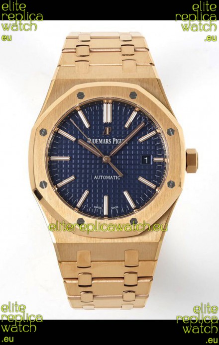 Audemars Piguet Royal Oak 15400 41MM Blue Dial 904L Rose Gold CALIBRE 3120 Movement 1:1 Mirror Replica