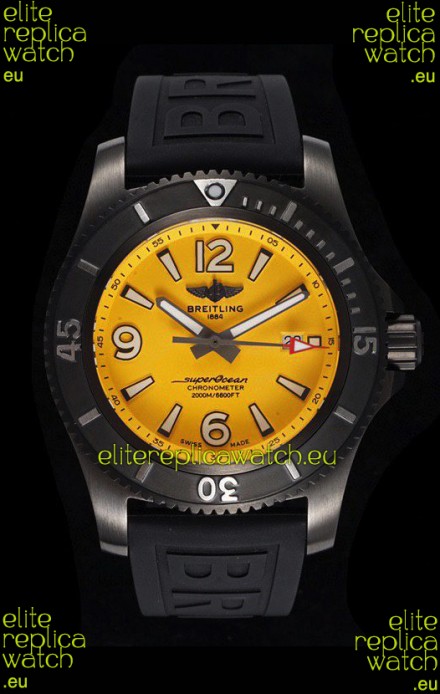 Breitling Superocean Automatic 46 Black Steel - Yellow Dial in DLC Coated Casing 