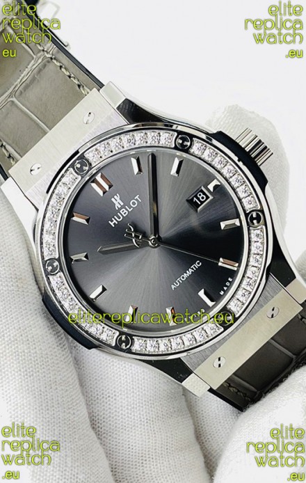 Hublot Classic Fusion Stainless Steel Grey Dial Swiss Replica Watch 1:1 Mirror Quality 