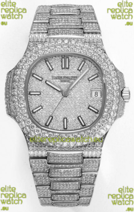 Patek Philippe Nautilus 5711/A Swiss Replica Watch 1:1 Mirror Replica in 904L Steel Diamonds Casing