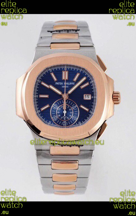 Patek Philippe Nautilus 5980/1AR-001 Two Tone Rose Gold 904L Steel Case in Blue Dial - 1:1 Mirror Replica
