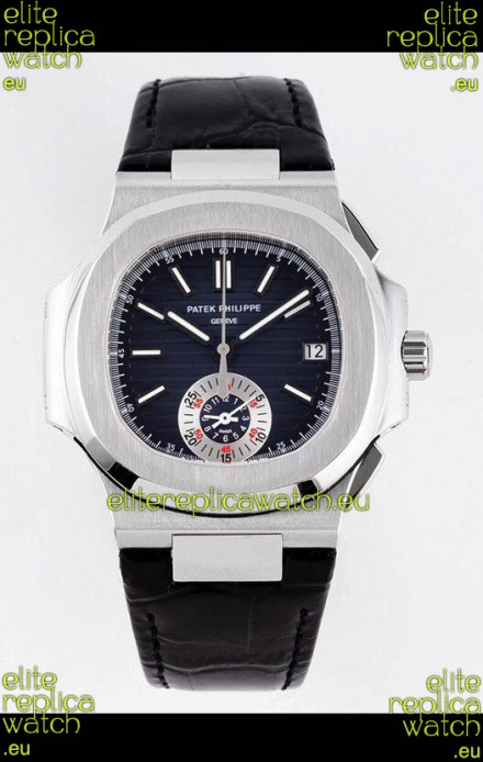 Patek Philippe Nautilus 5980/1A 904L Steel Case in Blue Dial Leather Strap - 1:1 Mirror Replica