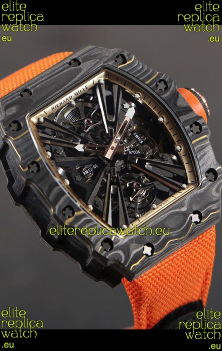 Richard Mille RM12-01 Carbon Fiber Case Genuine Tourbillon Movement 1:1 Mirror Replica Watch