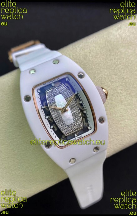 Richard Mille RM-07-01 Diamonds Dial White Ceramic Ladies 1:1 Swiss Replica Watch 