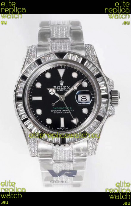 Rolex GMT Masters II Diamonds Swiss watch in 904L Case - 1:1 Mirror Quality