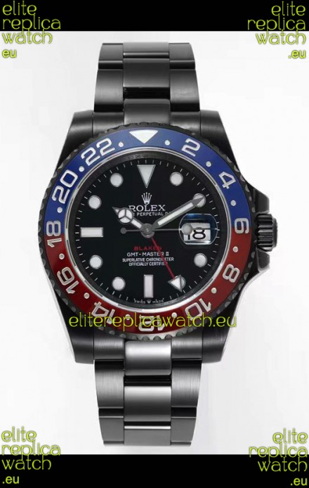 Rolex GMT Masters II REF.126710BLRO PEPSI BLAKEN Swiss Replica - 904L Steel in DLC Coating