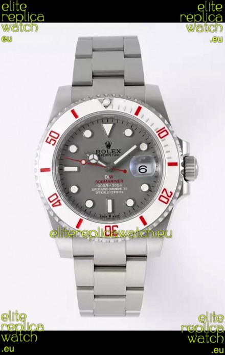 Rolex Submariner DiW Stainless Steel Casing White Ceramic Bezel Grey Dial Edition Watch 