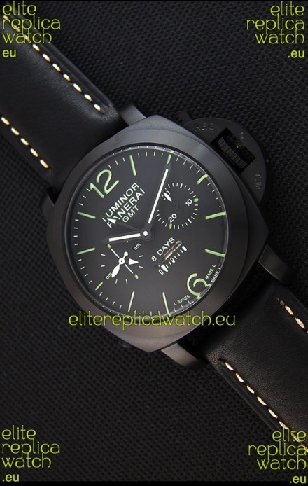 Panerai Luminor GMT 8 Days Power Reserve Japanese Replica PVD Case Watch