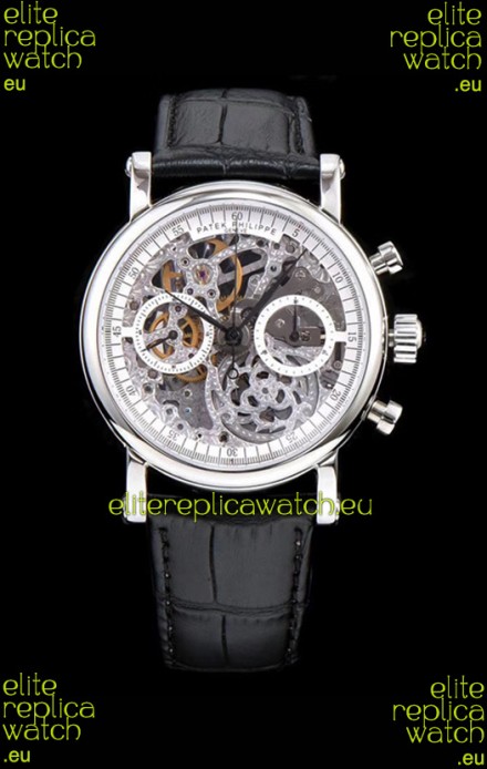 Patek Philippe Complications Skeleton Chronograph Watch in 904L Steel Case