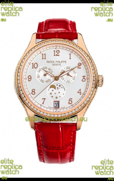 Patek Philippe Complications 4948G Annual Calendar Moonphase White Dial Rose Gold Swiss Replica