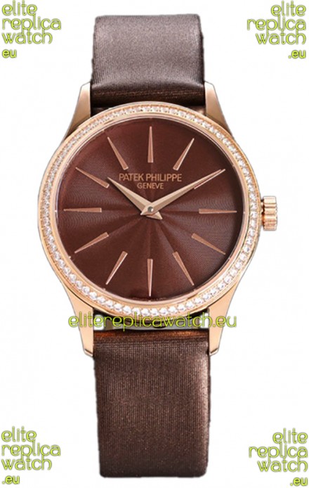 Patek Philippe Calatrava 4997 Ladies Rose Gold Brown Dial with Swiss Automatic Movement Watch