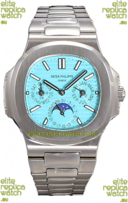 Patek Philippe Nautilus 5740 Perpetual Calendar White Gold Tiffany Dial Swiss Replica Watch 