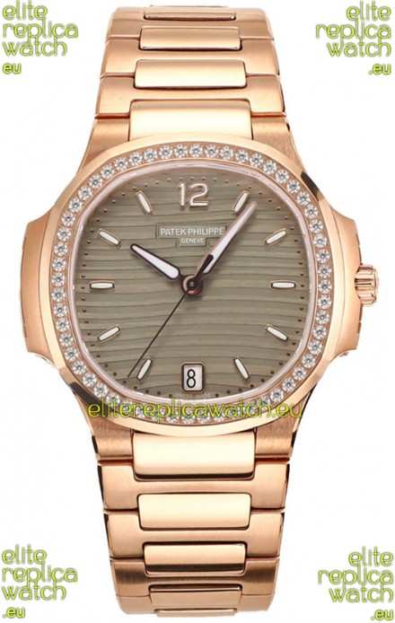 Patek Philippe Nautilus 7118R 35MM 1:1 Rose Gold Grey Dial 1:1 Mirror Replica Watch