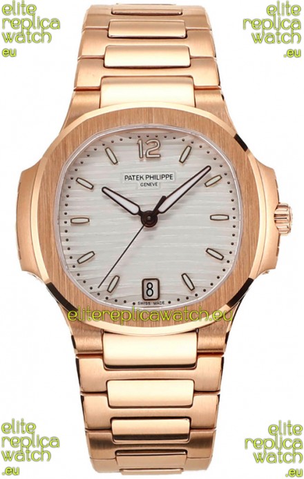 Patek Philippe Nautilus 7118R 35MM 1:1 Rose Gold White Dial 1:1 Mirror Replica Watch
