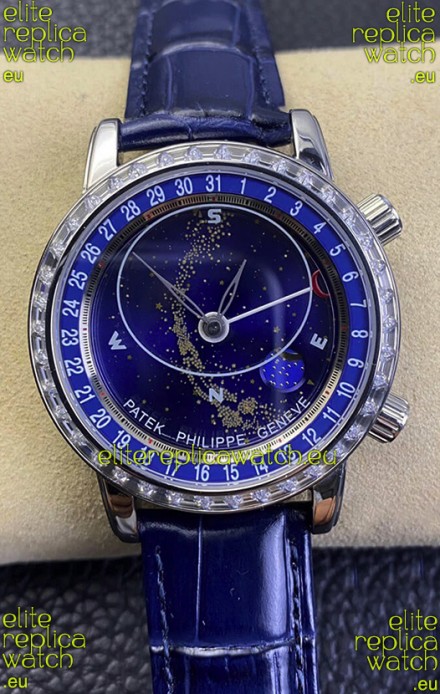 Patek Philippe 6104G Grand Compilations Handwind Swiss Replica Watch - Diamonds Bezel