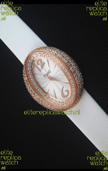 Piaget Limelight Magic Hour Swiss Quartz Watch Rose Gold in White Strap