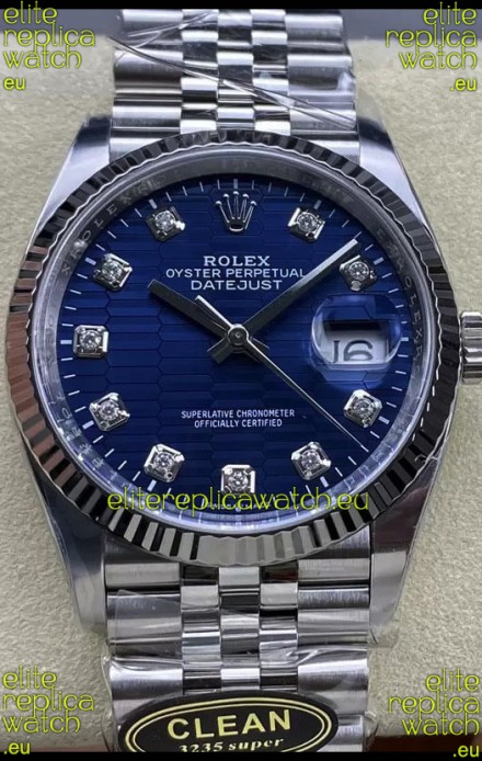 Rolex Datejust Cal.3235 Movement 1:1 Mirror Replica 904L Steel 36MM - Blue Fluted Motif Dial