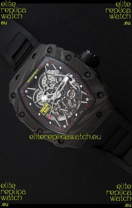 Richard Mille RM35-2 Rafael Nadal Forged Carbon Case with Black Rubber Strap