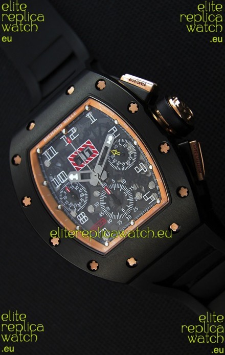 Richard Mille RM011-FM Felipe Massa Black Ceramic Case Watch in Black Strap