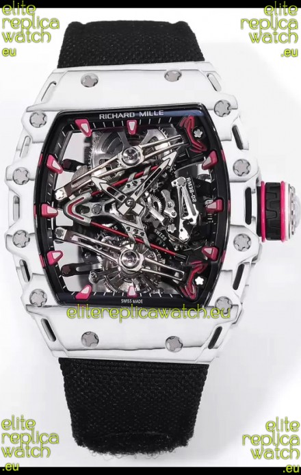 Richard Mille RM38-02 White Carbon Bubba Watson Black Nylon Tourbillon Movement 1:1 Mirror Replica