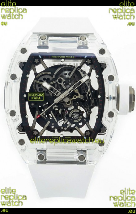 Richard Mille RM35-02 Rafael Nadal Transparent Sapphires Casing with Genuine Tourbillon Super Clone Watch