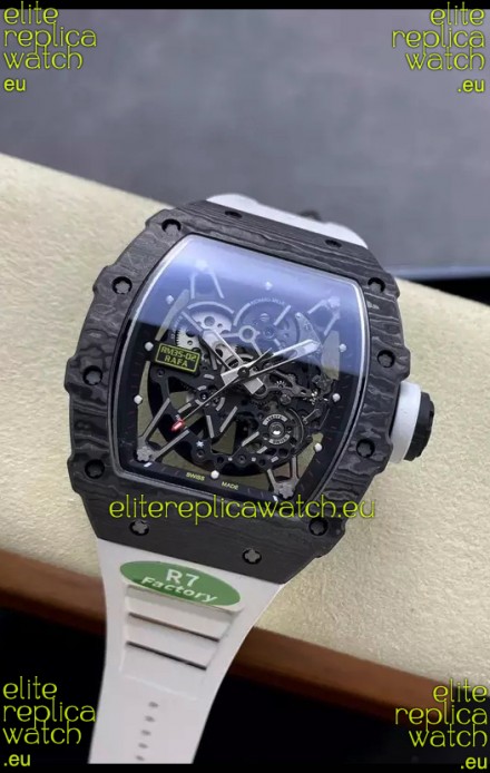 Richard Mille RM35-02 Rafael Nadal Black Carbon White Strap with Genuine Tourbillon Super Clone Watch