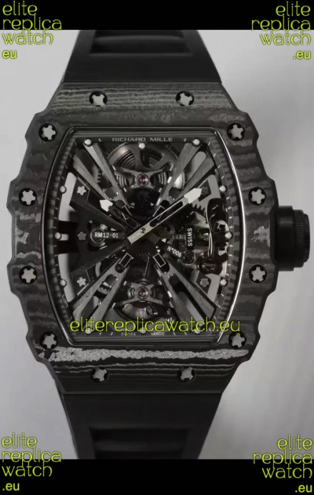 Richard Mille RM12-01 Carbon Fiber Case Genuine Tourbillon Movement 1:1 Mirror Replica Watch