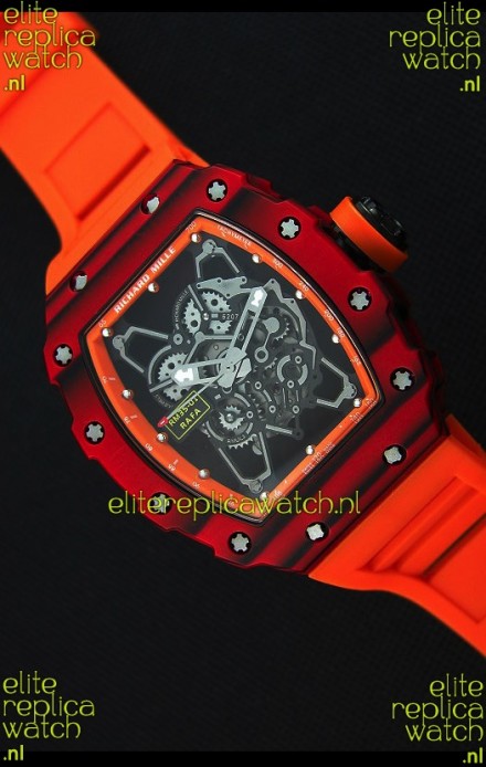 Richard Mille RM35-01 One Piece Red Forged Carbon Case Watch in Orange Strap
