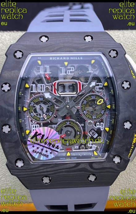 Richard Mille RM011 Felipe Massa 1:1 Mirror Black Forged Carbon Case Grey Strap