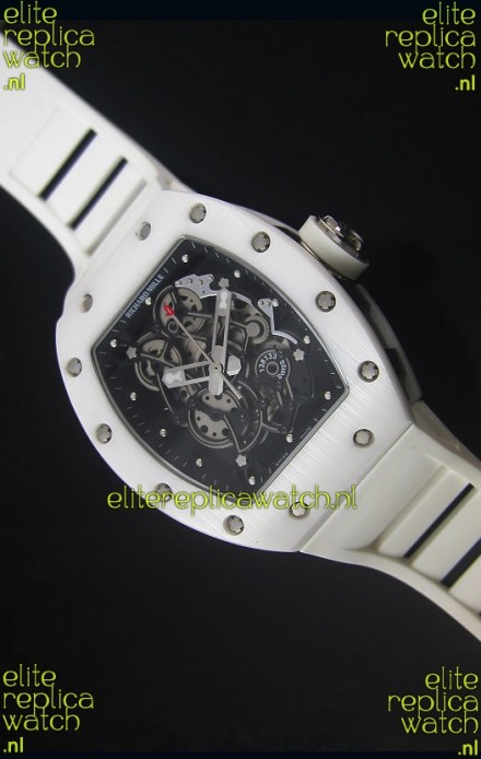 Richard Mille RM055 White Ceramic Case Watch in Black Inner Bezel