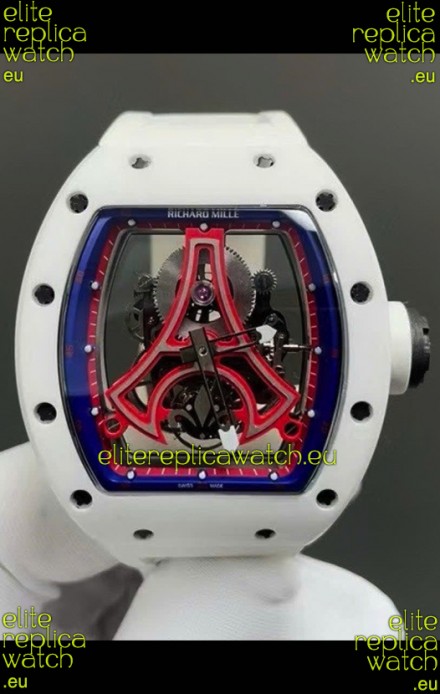 Richard Mille RM52-03 Paris Saint-Germain Tourbillon White Ceramic Swiss Replica Watch 