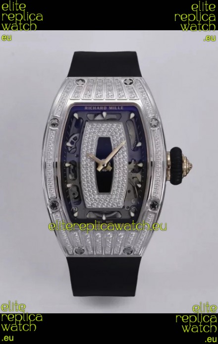 Richard Mille Super Clone RM07-01 Diamonds Paved 904L Steel Casing Automatic Replica Watch