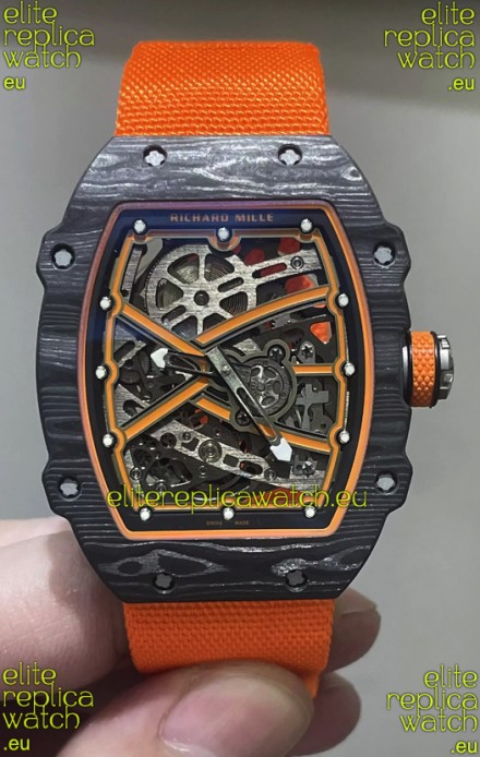 Richard Mille Super Clone RM67-02 Black Carbon TPT 37 Grams Watch Orange Strap