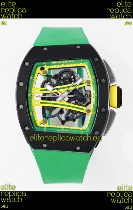Richard Mille Super Clone RM61-01 Black Ceramic Green Strap Swiss Replica Watch