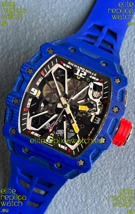 Richard Mille RM35-03 Rafael Nadal Edition Blue Carbon Fiber Casing 1:1 Mirror Replica Watch in Blue Strap