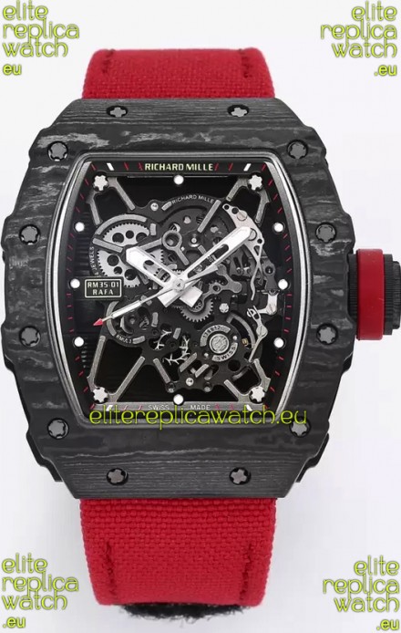 Richard Mille RM35-01 Rafael Nadal Carbon Fiber Casing with Genuine Tourbillon Super Clone Watch