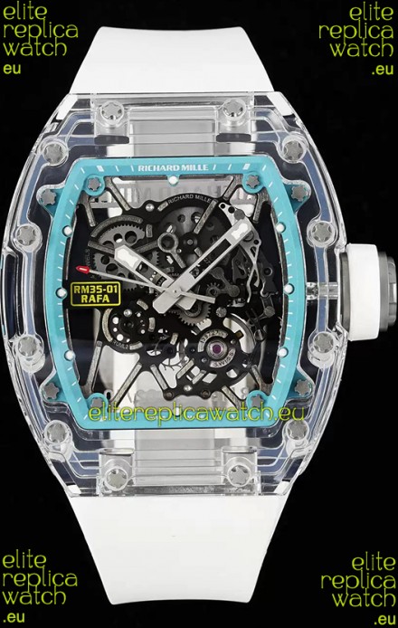 Richard Mille RM35-01 Rafael Nadal Transparent Sapphires Casing with Genuine Tourbillon Super Clone Watch