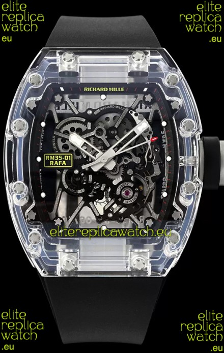 Richard Mille RM35-01 Rafael Nadal Transparent Sapphires Casing with Genuine Tourbillon Super Clone Watch